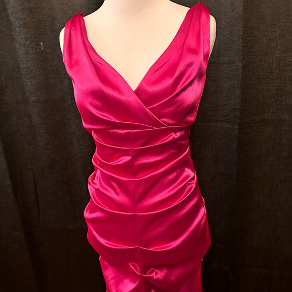 CACHE SATIN PINK MERMAID SEXY FORMAL GOWN Shaping Slimming Prom dress - Picture 3 of 13